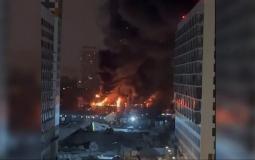 حريق بالقرب من معهد البحث العلمي في موسكو