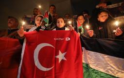 جانب من وقفة تضامنية مع سوريا وتركيا في غزة