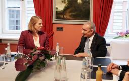 لقاء اشتية مع وزيرة الخارجية النرويجية