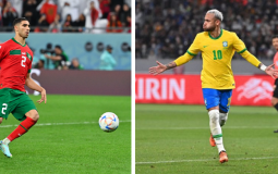 لاعب البرازيل نيمار ولاعب المغرب اشرف حكيمي