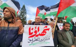 جانب من الوقفة الجماهيرية في غزة المنددة بجريمة الاحتلال في أريحا