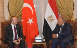 وزير الخارجية المصري شكري ونظيره التركي اوغلو