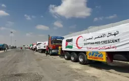 قافلة المساعدات الـ23 تنطلق من مصر لإغاثة أهل غزة