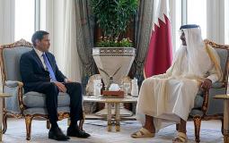 أمير قطر وروبيو خلال لقاء اليوم