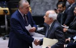 السفير الجزائري عمار بن جامع  مع السفير الفلسطيني رياض منصور،