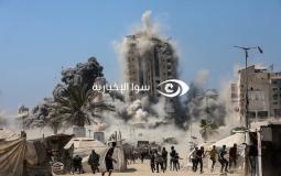 الجيش الإسرائيلي يقصف برج مشتهى غرب مدينة غزة