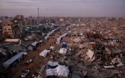 خيام النازحين في قطاع غزة عقب الدمار الهائل الذي أحدثه العدوان الإسرائيلي