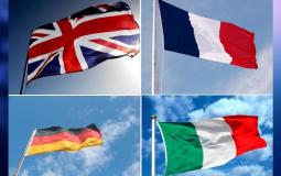 أعلام ألمانيا وإيطاليا وفرنسا وبريطانيا