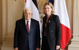 الرئيس عباس مع رئيسة البرلمان الفرنسي
