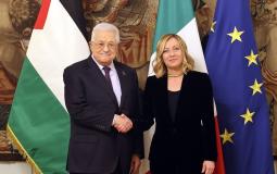 الرئيس عباس مع رئيسة وزراء إيطاليا