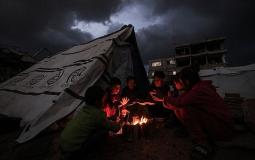 خيام النازحين وسط أمطار المنخفض الجوي