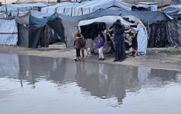 غرق خيام النازحين في غزة جراء المنخفض