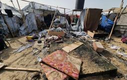 من القصف الإسرائيلي الأخير على خيام النازحين جنوب قطاع غزة