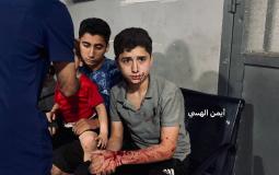 أطفال مصابون جراء القصف الإسرائيلي الليلة على غزة