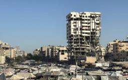 مبنى برج بنك فلسطين المتضرر في غزة