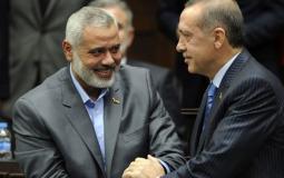 الرئيس التركي رجب طيب اردوغان ورئيس حركة حماس اسماعيل هنية -ارشيف-
