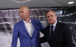 رئيس ريال مدريد فلورونتينو بيريز والمدرب زيدان