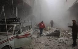 قصف جوي سابق على مدينة الغوطة السورية