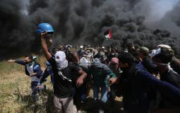 لحظة إصابة أحد الصحفيين في مواجهات شرق غزة