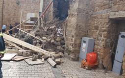 انهيار جدار في أحد الاحياء القديمة في عكا