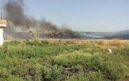 حريق في الدونمات الزراعية بغلاف غزة بفعل البالونات الحارقة