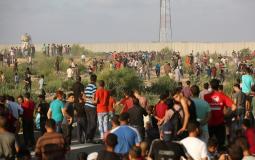 تظاهرة قرب الشريط الفاصل بين غزة واسرائيل