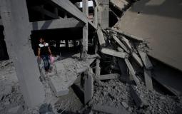 اثار القصف الاسرائيلي على مبنى الكتيبة في غزة