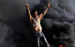 متظاهر مشارك في مسيرة العودة على حدود غزة