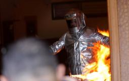 مناورة في غزة تحاكي إخلاء مبنى تعرض لحدث كارثي