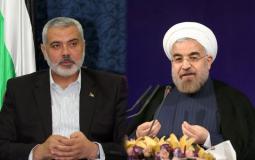 رئيس المكتب السياسي لحركة حماس إسماعيل هنية  والرئيس الإيراني حسن روحاني