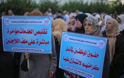 موظفو الأونروا في غزة يحتجون للمطالبة بحقوقهم المالية