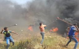 شبان فلسطينين على الحدود الشرقية  لقطاع غزة