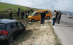 إصابة خمسة مواطنين في حادثي سير منفصلين في جنين