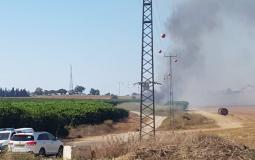 حريق اندلع اليوم في غلاف غزة بفعل البالونات الحارقة