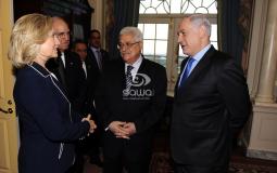 الرئيس عباس ورئيس الوزراء الاسرائيلي بنامين نتنياهو وهلاري كلينتون