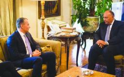 وزير الخارجية المصرية سامح شكري خلال اجتماع سابق مع نيكولاي ملادينوف