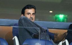 امير قطر تميم بن حمد في ملعب حديقة الامراء خلال مباراة باريس سان جيرمان ضد ريال مدريد