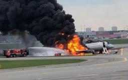 شاهد احتراق طائرة روسية في موسكو