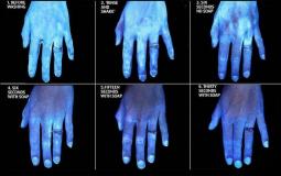 سلسلة صور توضح كيفية غسل اليدين بطريقة وقائية
