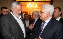 الرئيس الفلسطيني محمود عباس ورئيس المكتب السياسي لحركة حماس إسماعيل هنية - أرشيفية