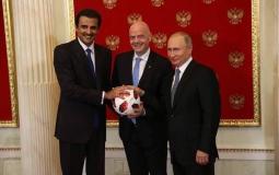 أمير قطر الشيخ تميم بن حمد آل ثاني يتسلم شارة مونديال 2022 من الرئيس الروسي فلاديمبر بوتين -الأحد-