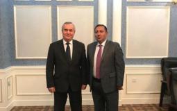 السفير مازن شامية مع نائب وزير خارجية طاجكسان نظام الدين زهيري