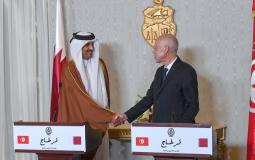 الرئيس التونسي وأمير قطر خلال المؤتمر الصحفي