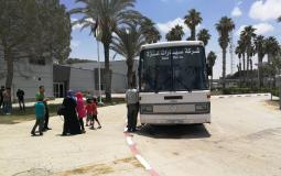 حافلة تقل المسافرين في معبر رفح جنوب قطاع غزة