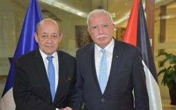 وزير الخارجية الفلسطيني رياض المالكي مع نظيره الفرنسي