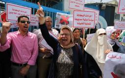 احتجاجات موظفي الأونروا في غزة على قرار فصلهم -صورة ارشيفية-