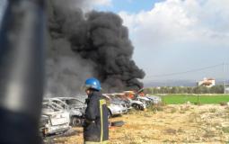الدفاع المدني يخمد حريقاً في مشطب سيارات بمدنية جنين 