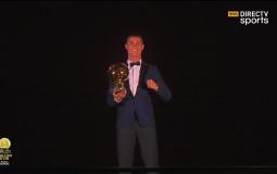 لحظة فوز كريستيانو رونالدو بجائزة الكرة الذهبية