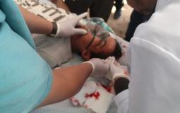 أحد المصابين في مسيرات العودة اليوم