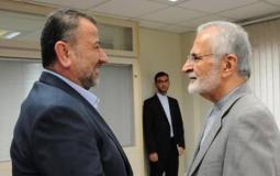  نائب رئيس المكتب السياسي لحركة حماس صالح العاروري خلال لقائه كمال خرازي في طهران